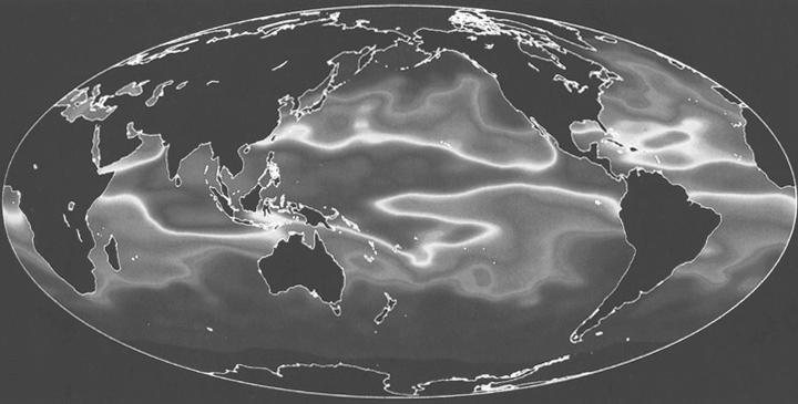 tropical convergence zone breaks away and flow into N or S hemisphere Heat surface water to >27ºC