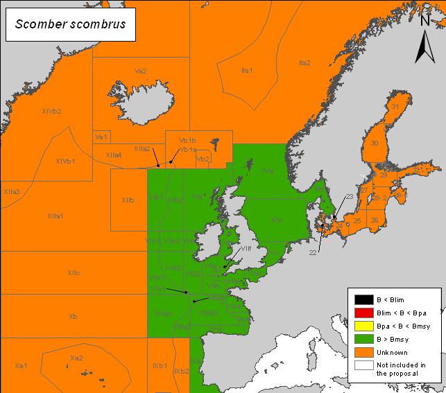 Mortality rates above precautionary limits for over 20 years Mackerel (Scomber scombrus) Species description Atlantic mackerel is present throughout the North Atlantic, although it is more abundant