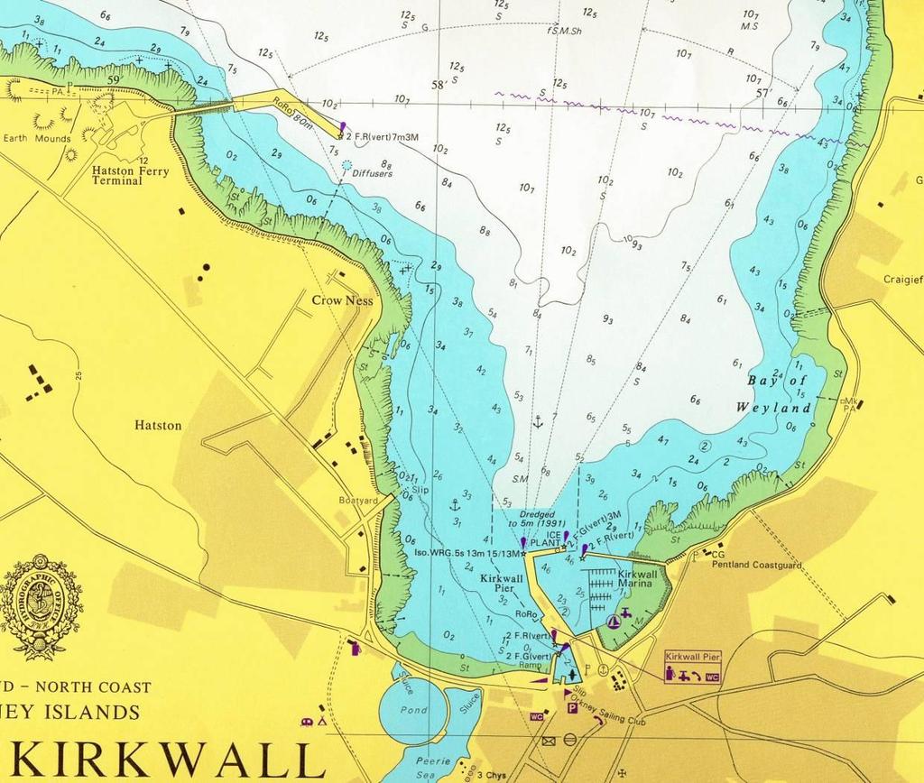 Creating the Bathymetry Figure 2.1 Chart covering the area of interest: Bay of Kirkwall and Kirkwall Marina. A rectified version of this image is included in the folder:.