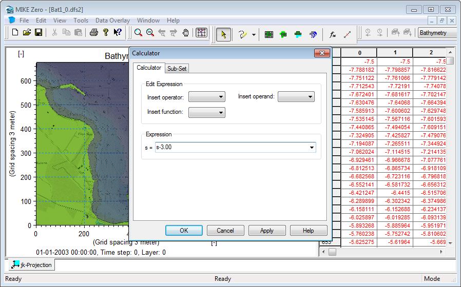 Creating the Bathymetry Figure 2.22 Add the 3 m to the selected bathymetry grid points Figure 2.23 Select area where the depth is less than -2.
