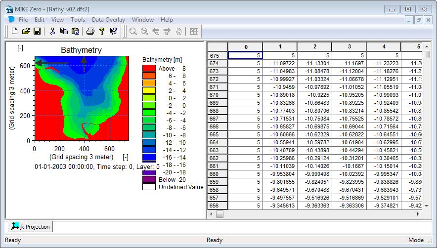 MIKE 21 Open the generated bathymetry file Bat2_0.