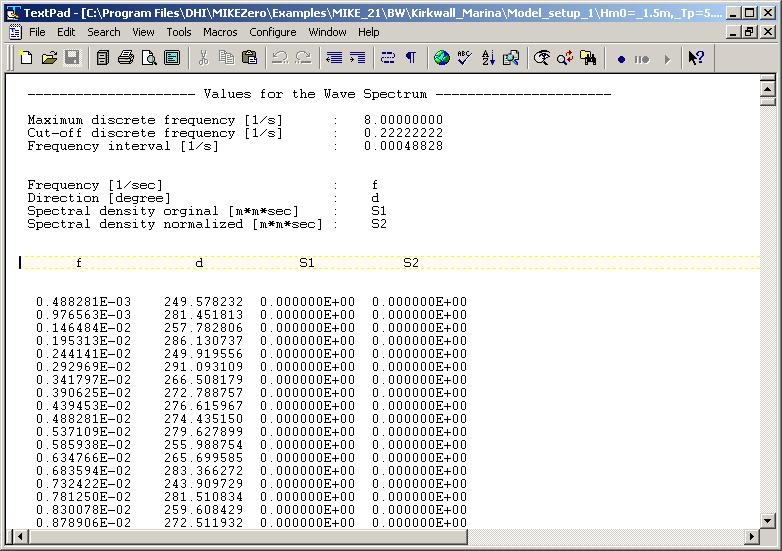 Creating the Input data to MIKE 21 BW Also the realised directional distribution is saved