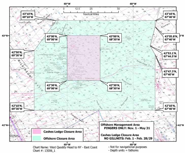 HPTRP: New England Figure 7: HPTRP Offshore Management Area & Cashes Ledge Closure Area Note: When the boundaries of HPTRP management areas overlap, the more