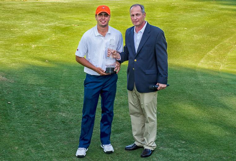 Derek Bard receives the medalist trophy for winning the 2014 U.S. Collegiate individual title. Bard s Career Statistics Years Rounds Strokes Avg. Low 2013-14 25 1805 72.20 64 2014-15 14 989 70.
