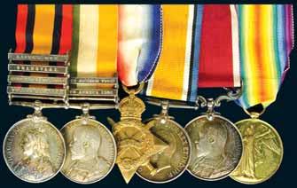 3810* Group of Six: Queen's South Africa Medal 1899 - four clasps - Tugela Heights, Relief of Ladysmith, Transvaal, Laing's Nek; King's South Africa Medal 1901 - two clasps - South Africa 1901, South