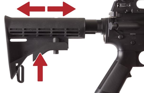 ADJUSTING THE STOCK The buttstock on this rifle is 6 position adjustable. The length of pull can be adjusted from 10.25 