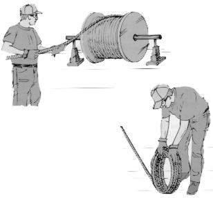 PROPER ROPE USE HOW TO UNREEL OR UNCOIL WIRE ROPE There is always a danger of kinking a wire rope if you improperly unreel or uncoil it.