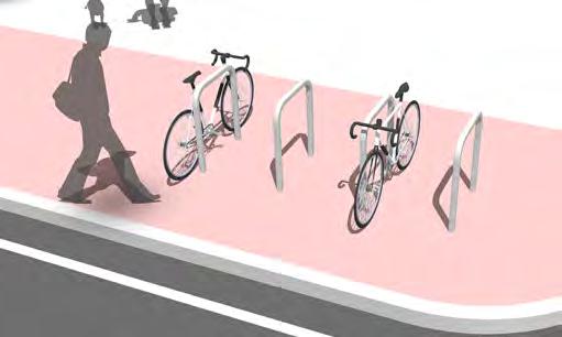 DESIGN FEATURES Perpendicular Bike Racks All bicycle facilities shall provide a minimum 4 ft aisle to allow for unobstructed access to the designated bicycle parking area.