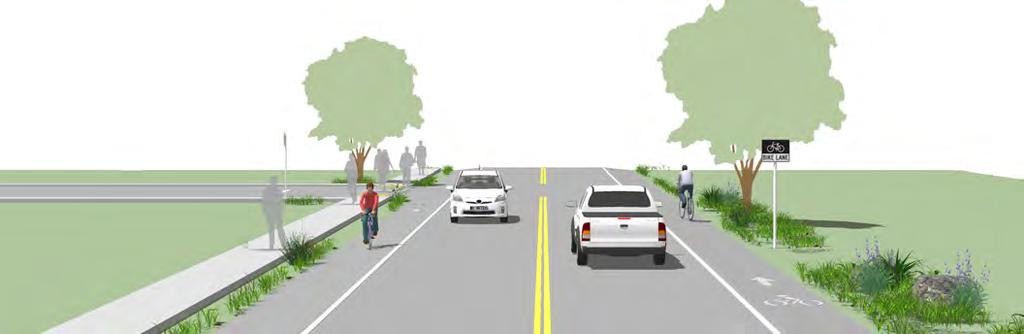 ROADWAY WIDENING Bike lanes can be accommodated on streets with excess right-of-way through shoulder widening.