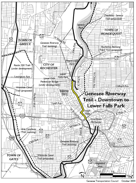 IV. Initiatives for Monroe County Genesee Riverway Trail The completion of this segment finalizes the path that runs along the west side of the river in downtown Rochester.