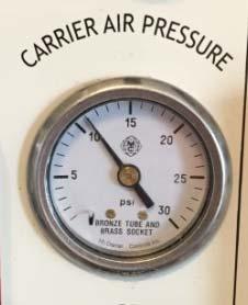 13. Set the Carrier Air Pressure (cont d) a. Adjust the Carrier Air Pressure by using the Pressure Regulator knob just below the gauge. To use the knob, pull outward on it until it clicks.