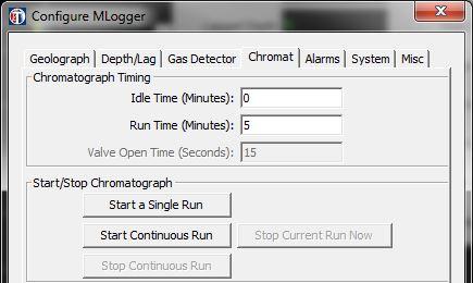 9. Go to the Setup menu Chromat tab verify Run Time is set to 5 minutes click Start a Single Run. 10.