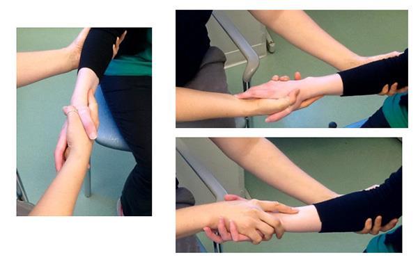 Forearm Exercise: Handshake (supination/pronation) Hand positions: Grasp the person s hand as if you are to shake their hand and the other hand at the