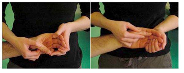 Be careful not to stretch thumb out to the side of the index finger. Pinkie Touch (thumb opposition) Hand positions: Place one hand under palm and hold thumb near its base.