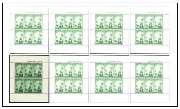 46 New Zealand Postage Stamps Errors and Varieties 2d+1d Miniature Sheet 5 MINIATURE SHEET 2d+1d M/S #5 There are many small green spots to be seen in this miniature sheet, affecting all stamps.