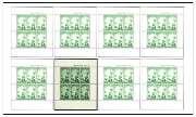 48 New Zealand Postage Stamps Errors and Varieties 2d+1d Miniature Sheet 6 MINIATURE SHEET 2d+1d M/S #6 One will need to use some of the many green spots found on this miniature sheet to uniquely