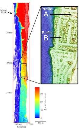 Figure 5: LIDAR data in Pacifica http://coastal.er.usgs.gov/lidar/agu fall98/ (5) According to the LIDAR data, how much did the top edge of the cliff erode in each Profile?