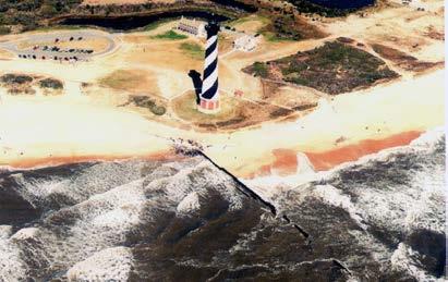 Coastal Erosion - Cape Hatteras Lighthouse Original location was ~460 m (1,500 ft) from coastline but