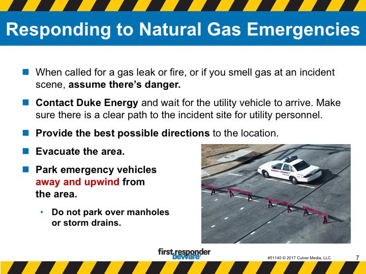 Responding to natural gas emergencies. In addition to preventing ignition, there are certain procedures you should follow when responding to any natural gas emergency.