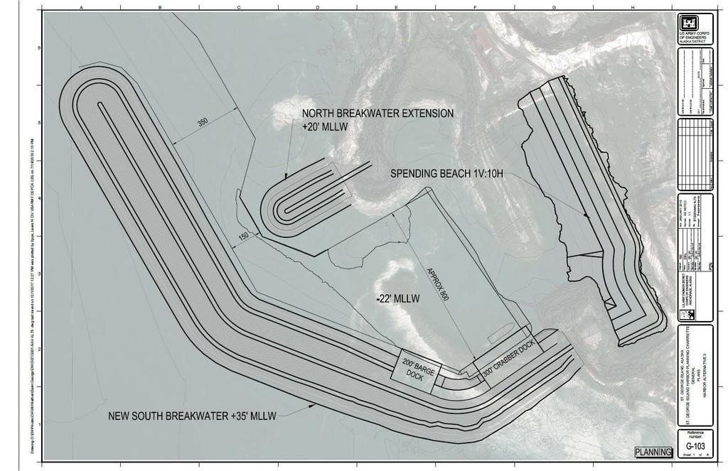 Figure A-45: Alternative Z-5 Concept Plan 5.5.1 Navigation Design The new breakwaters are subject to storm waves from the southwest and use a design wave height of 23 feet.