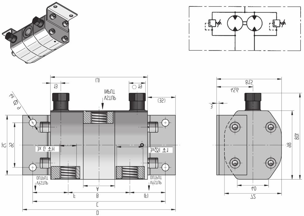 Catalogue of flow dividers DP CATALOGUE SHEETS OF BASIC DESIGNS OF THE DIVIDERS DPVM 1) The transfer valves can be set in the range from 50 to 200 bar 2) The divider can be a combination of varied