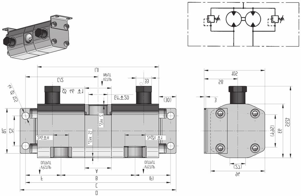 DP Catalogue of flow dividers DPVT 1) The transfer valves can be set in the range from 50 to 200 bar 2) The divider can be a combination of varied geometric volumes - pressure values in this case are