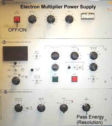 Figure 2. X-ray source power supply front panel and control system. Not shown is the de-ionizer neon lamp directly below the high voltage power supply (left hand side).