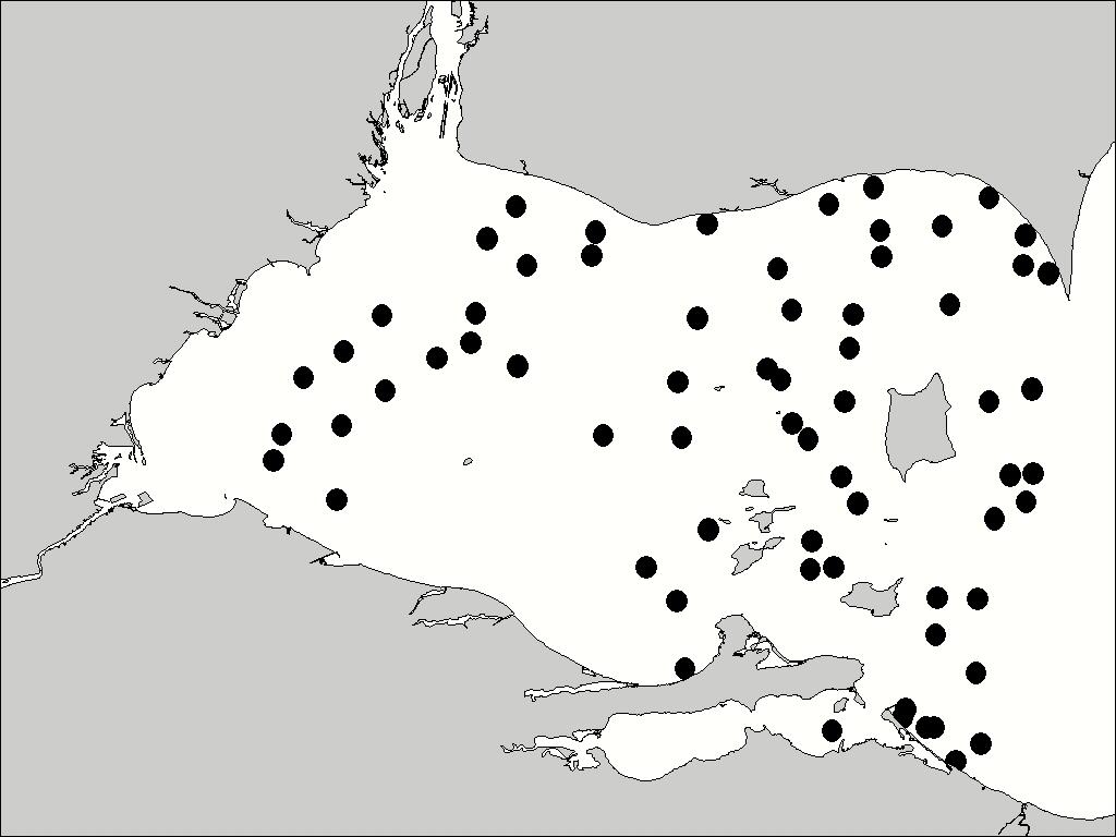 Figure 3.1.1. Trawl locations for the western basin interagency bottom trawl survey, August 2009.