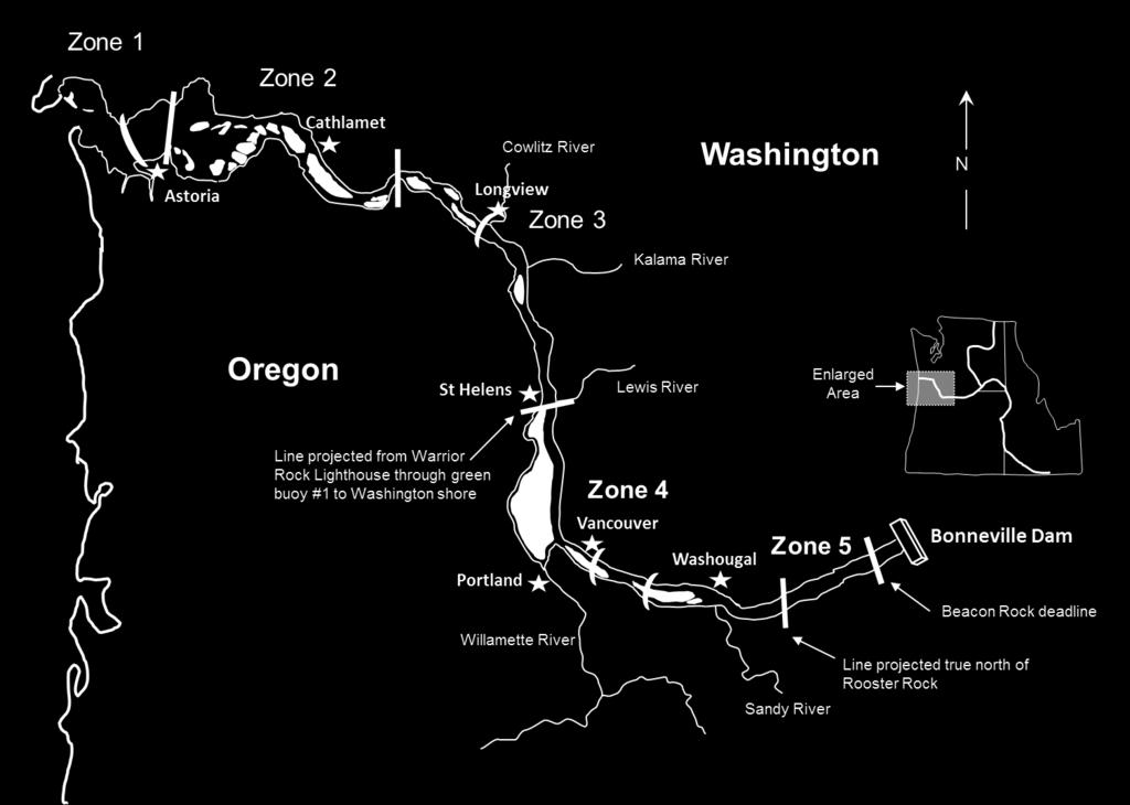 deadline (RM 142, Figure 1). Zone 4 is approximately 45 river miles in length, and Zone 5 is approximately 11 river miles long.
