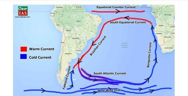 The Gulf Stream then deflected eastward under the combined influence of the westerlies and the rotation of the earth. It then crosses the Atlantic Ocean as the warm North Atlantic Drift.