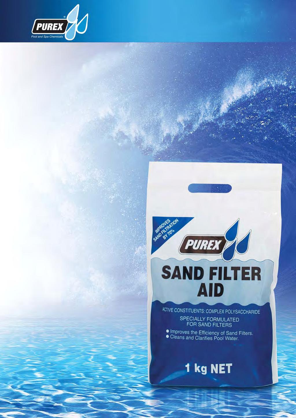 PUREX SAND FILTER AID Diatamaceous Earth with Cellulose USAGE ON: Sand Filters Helps the filter to filter to the finest micron Cloudy water or fine particles