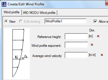 Step 17 in the wizard Create wind profile Wind influences