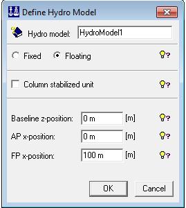 Create a hydro model Specify a name and decide fixed or