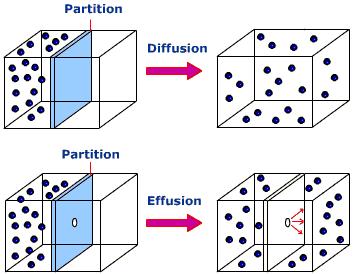 Diffusion and Effusion Diffusion: mixing of gas by random