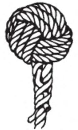 The knot should be rolled around in a circular motion with the palms of the hands to even out the shape. 5. Use a fid or something pointed to pick and pull each cord to an even firmness.