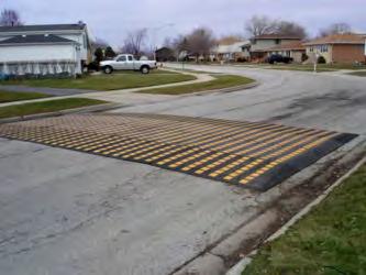 They are typically used in parking lots and low speed residential areas. Speed bumps slow vehicles traveling at slow speeds down to approximately 5 miles per hour.