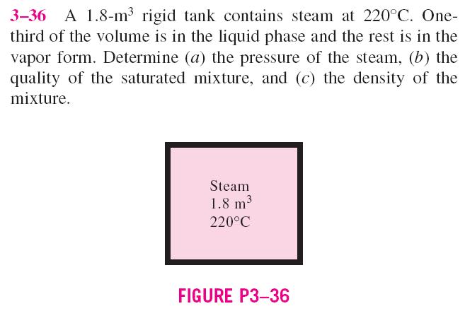 PAGE 8 of 14 A 1.8 m rigid tank contains steam at 220 C. 1/ of the volume is in the liquid phase and the rest is in the vapor form.