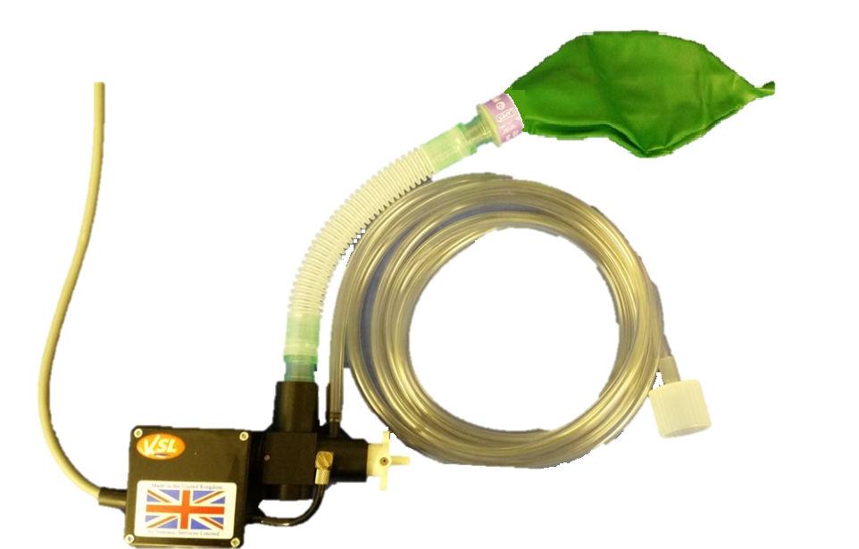 Standard use Connect the oxygen supply hose (A) to the FGF outlet on your anaesthetic machine using the 22mm connector.