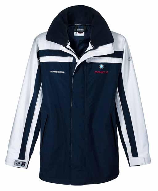 XS S M L XL XXL 80 30 0 417 054 055 056 057 058 059 Yachting Sailing Jacket unisex Wind and waterproof yachting jacket, navy blue with white inserts and reflective 3M piping, high fleece-lined