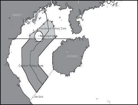 Arrangements. (See Map 1.) Fisheries Agreements Map 1. Delimitation Line and Joint Fishing Zones in the Tonkin Gulf Source: Xue, 2004. p. 206 Source: Thao, 2005, p.