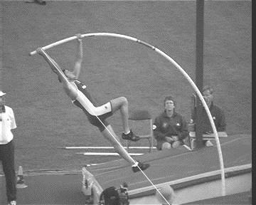 If the vaulter loses the upright position by rotating towards the pole at take-off, a pulling action in a forward direction is created, and the support phase on the pole is initiated sooner.