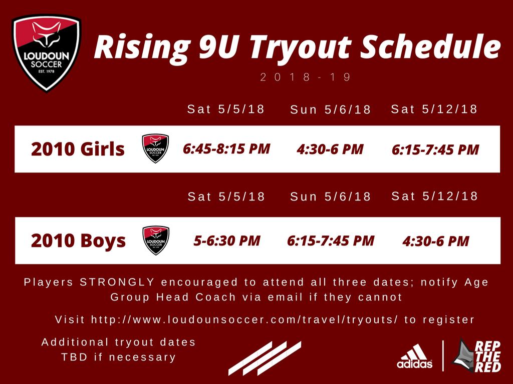 All Tryouts at Loudoun Soccer Park.