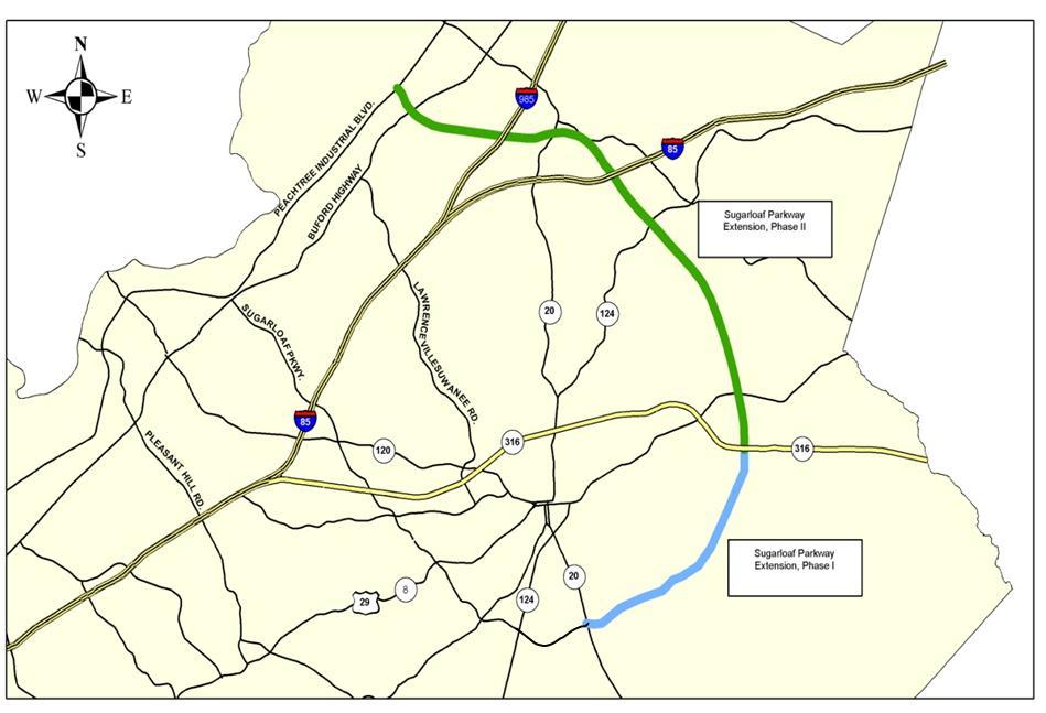 TIA-GW-060 Sugarloaf Parkway Extension Phase II (SR 316 to SR 20) Sugarloaf Parkway Extension, Phase II (Long Range) Sugarloaf Parkway Extension, Phase II (Proposed for funding by TIA) Sugarloaf