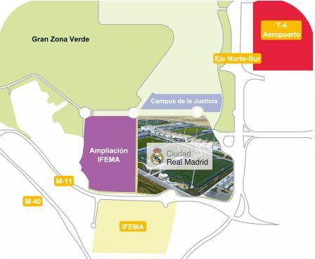REAL MADRID SPORTS CITY Located in one of the most promising areas of the capital, between IFEMA and the Madrid-Barajas airport is the largest sports center
