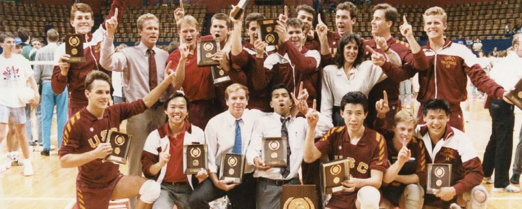 USC'S 1988 NCAA CHAMPIONS After being down two games to none in the NCAA Championship match, USC head coach Bob Yoder subbed Lawrence Hom into the lineup and Hom sparked one of the greatest comebacks