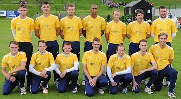 Usk CC proudly wearing their full Adidas Kit after winning their 2013 T20