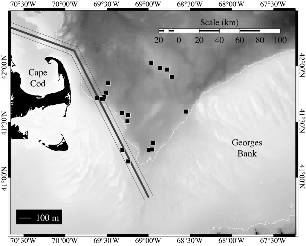 Figure 2. Study area in the Great South Channel between Cape Cod and Georges Bank in the southwestern Gulf of Maine.