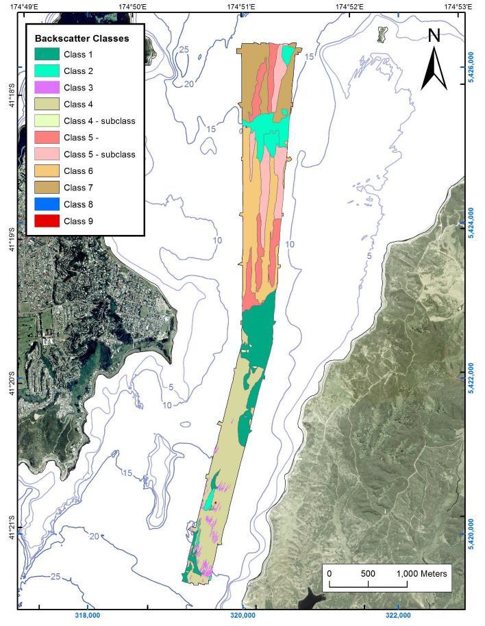 Figure 3: results of NIWA's backscatter (seismic) survey (source: Figure 4-7, NIWA 2014) 6.