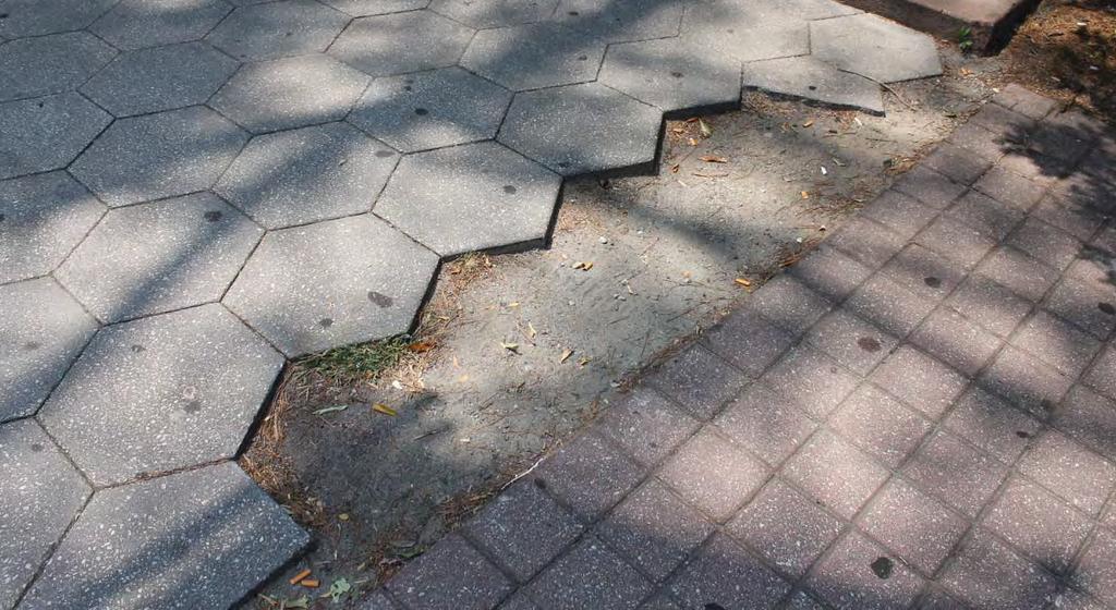 Figure 34: Missing hexagonal sidewalk tiles in front of All Saints Episcopal