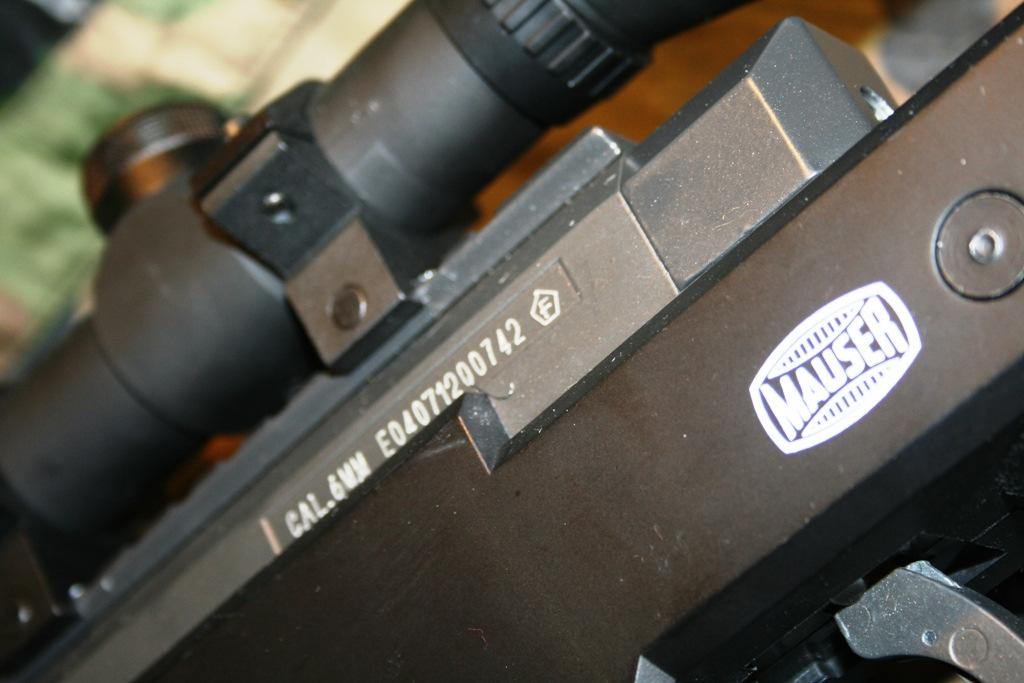 Mauser Sr Pro Tactical also has a few trademarks: you will find the Mauser sign under the receiver on both sides and on the buttplate of the stock and finaly you can see the trademarks on the